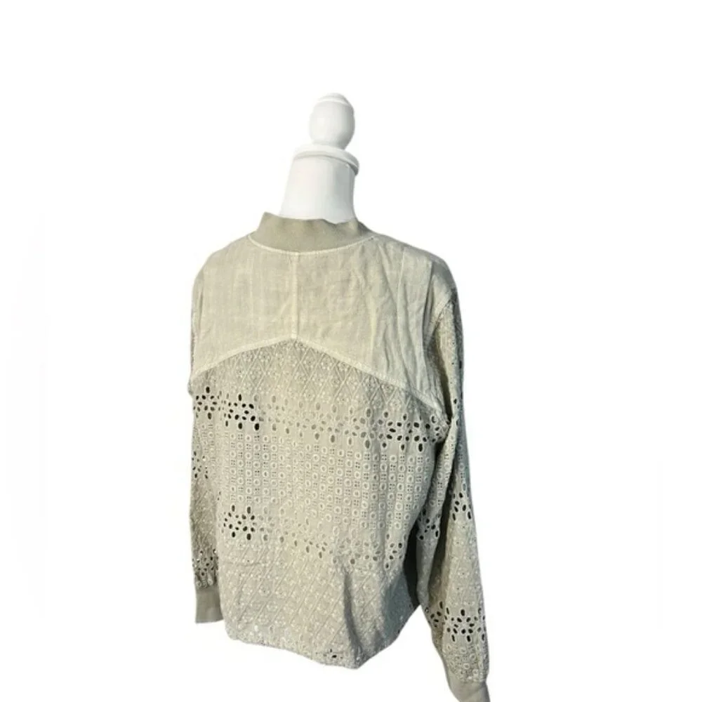 Sundance Embroidered Eyelet Cutout Boho Bomber Jacket size medium - Picture 3 of 6